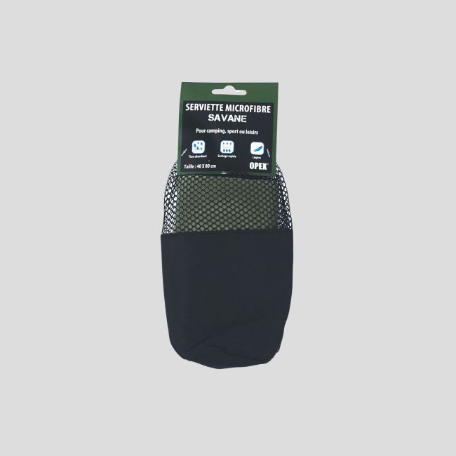 Asciugamano microfibra Savane 80x40cm - Verde Oliva - OPEX