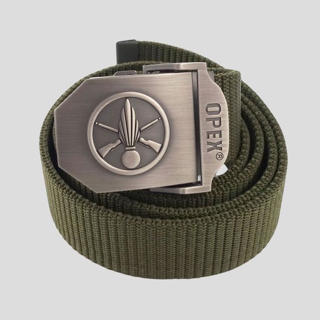 Nylon riem met metalen gesp gegraveerd Infanterie - Olijfgroen - OPEX