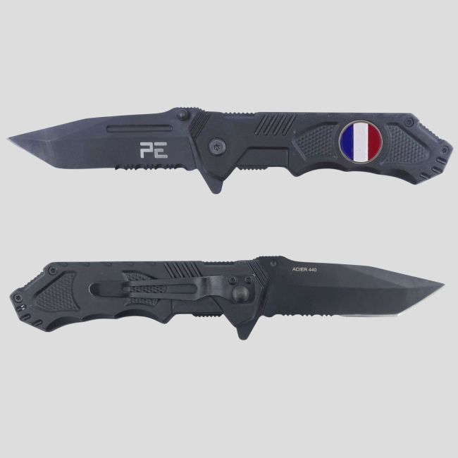 Survival-Messer (Klinge 8,5 cm) Frankreich mit Scheide - Schwarz - OPEX