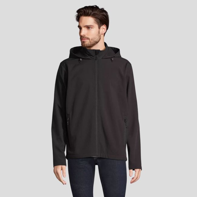 Veste zippée softshell à capuche Race homme - Noir - Sol's