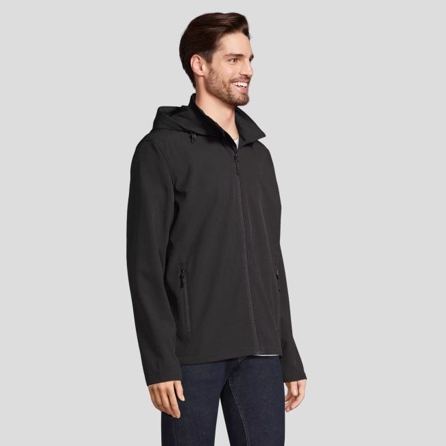 Kurtka softshell z kapturem na zamek Race męska - Czarna - Sol's
