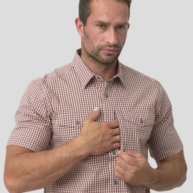 covert concealed carry short sleeve shirt - dirt red checkered - helikon