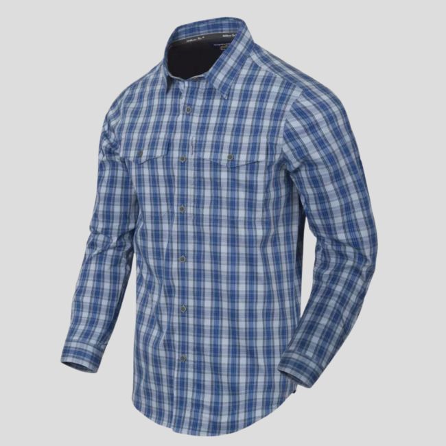covert concealed carry shirt - ozark blue plaid - helikon