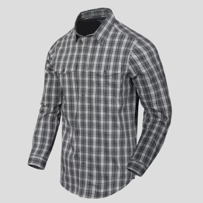 covert concealed carry shirt - foggy grey plaid - helikon