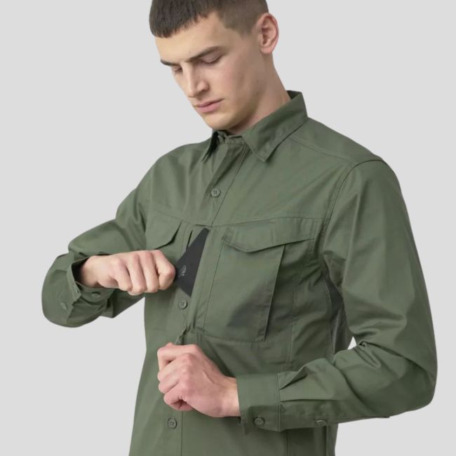 defender mk2 shirt long sleeve® - polycotton ripstop - olive green - helikon