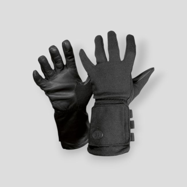 Długie rękawice skórzane z okienkiem OG39 - Czarne - Vega Holster