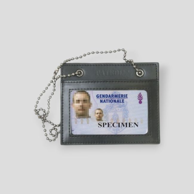 Porte-carte en cuir avec chaîne - Noir - Patrol Equipement