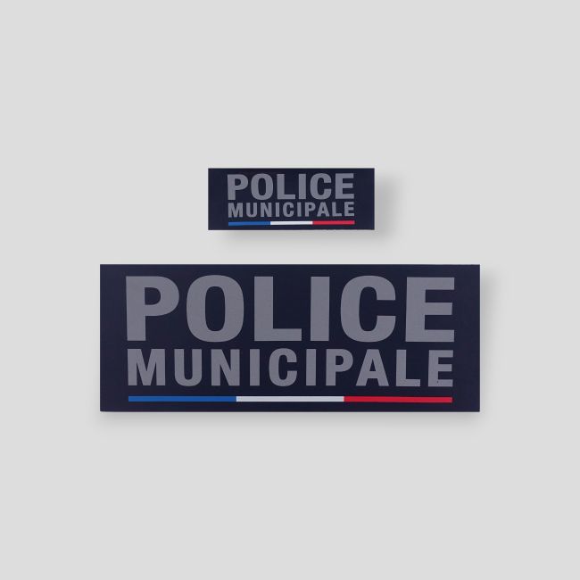 Banda retrorreflectante fondo azul marino con velcro 12x4,5cm - Policía Municipal