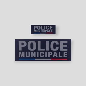 Bandeau rétro-réfléchissant fond bleu marine avec velcro 12x4,5cm - Police Municipale