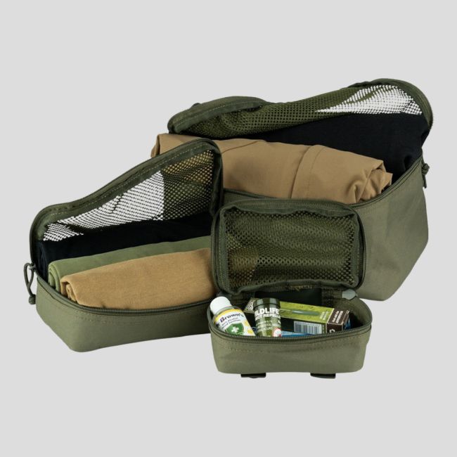 Lot de 3 poches de rangement mesh Molle - Ranger Green - 101 Inc