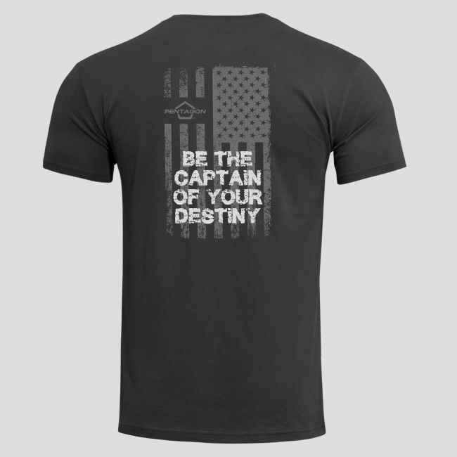 T-Shirt Ageron American Flag - Schwarz - Pentagon