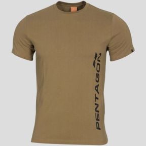 T-Shirt Ageron mit vertikalem Logo - Coyote - Pentagon