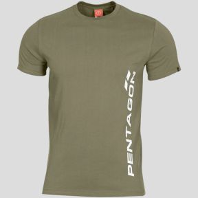 T-Shirt Ageron mit vertikalem Logo - Olivgrün - Pentagon