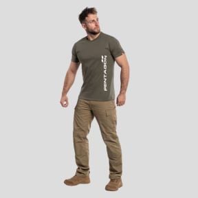 T-Shirt Ageron mit vertikalem Logo - Olivgrün - Pentagon