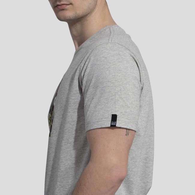 T-Shirt Leaves - Grau Meliert - CloMod