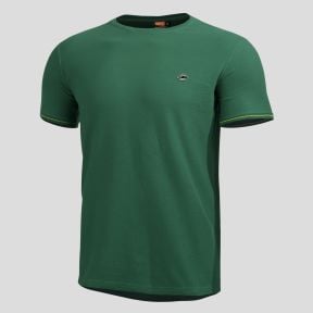 T-Shirt Levantes okrągły dekolt z lamówkami - Zielony Springbok - Pentagon
