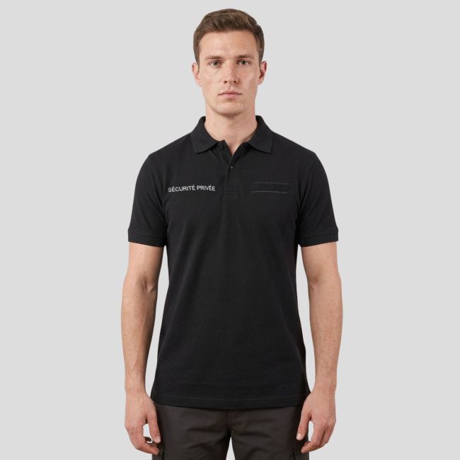Polo à manches courtes rétro-réfléchissant Sécurité Privée - Noir - Patrol Equipement