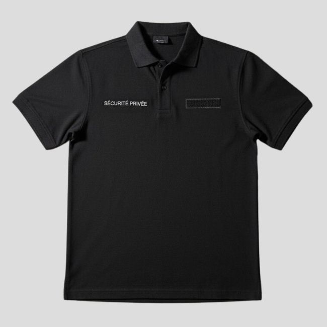 Polo à manches courtes rétro-réfléchissant Sécurité Privée - Noir - Patrol Equipement