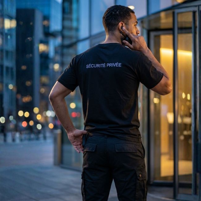 T-shirt rétro-réfléchissant Sécurité Privée - Noir - Patrol Equipement