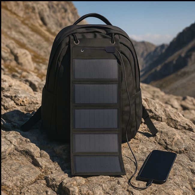 Cargador solar portátil y plegable (12,5W) - Negro - OPEX