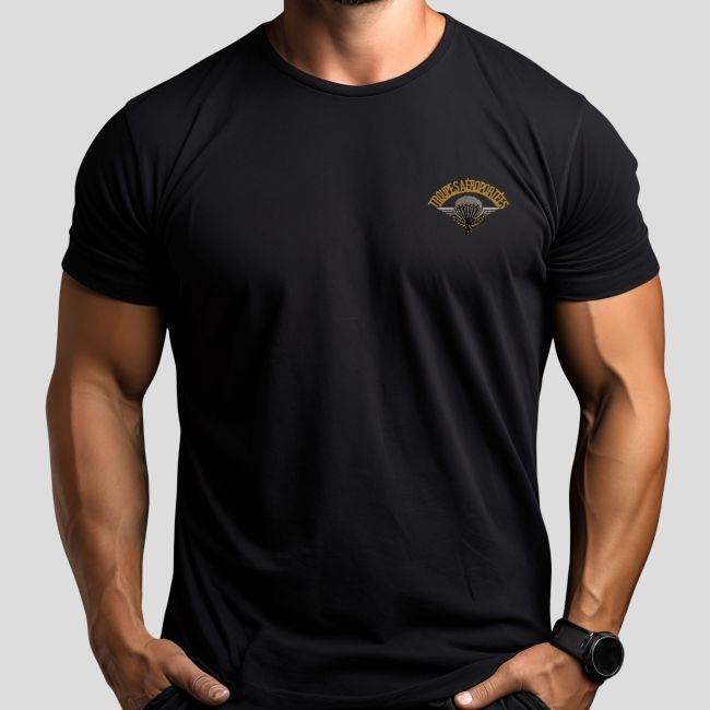 Besticktes T-Shirt Troupes Aéroportées - Schwarz - OPEX