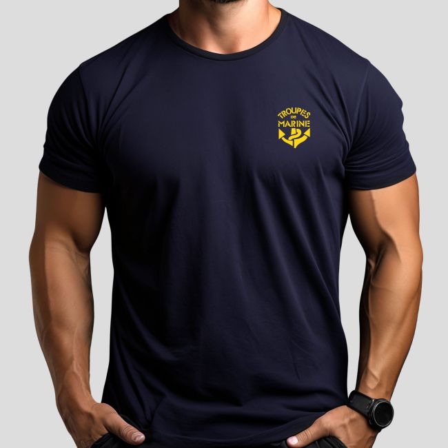 T-shirt sérigraphié Troupes de Marine - Bleu Marine - OPEX