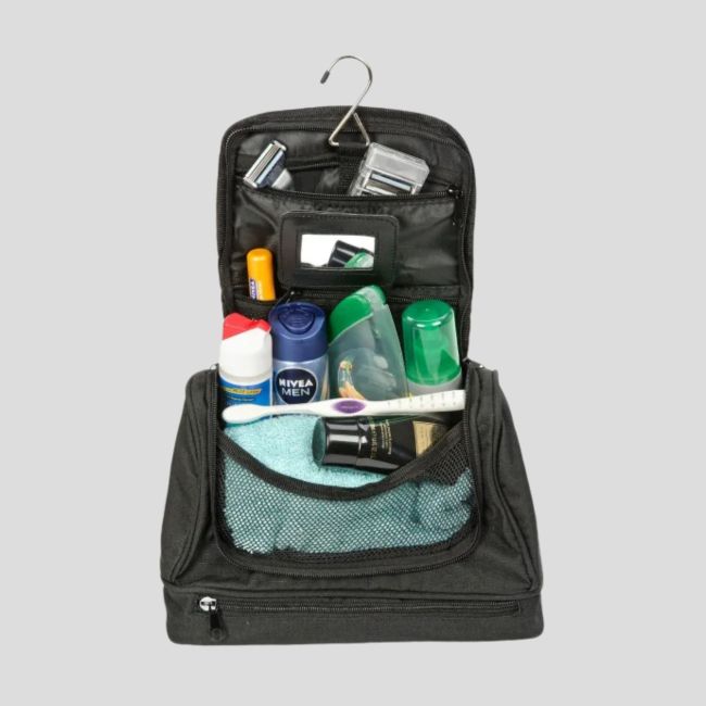 Luxury Kulturbeutel mit Haken und Spiegel - Schwarz - Snugpak