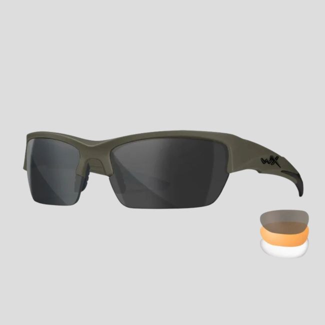Occhiali di protezione balistica Valor (kit 3 lenti Grigio/Incolori/Ruggine) - Verde Oliva - Wiley X