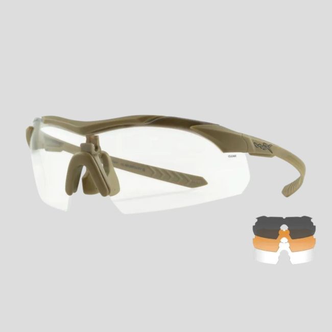 Occhiali di protezione balistica Vapor Comm (kit 3 lenti Grigio/Incolore/Ruggine) - Tan - Wiley X