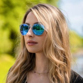 Damen-Sonnenbrille Covert (Captivate™ polarisierte und blaue Spiegel-Gläser) - Hellblau Transparent - Wiley X