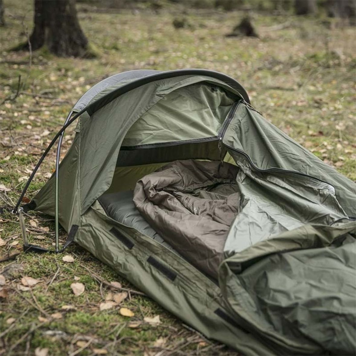 Tente Tunnel MFH Monodom – 1 Place – Olive – Neuve – Camping Et Pêche
