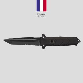 Nóż Le Vengeur + etui kydex + pętelka do paska + zestaw molle + krzesiwo + płytka do ostrzenia - Czarny - TB Outdoor