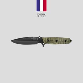 Faca Le Maraudeur G10 toxificado (lâmina lisa) + estojo kydex sem fixação molle - Kaki - TB Outdoor