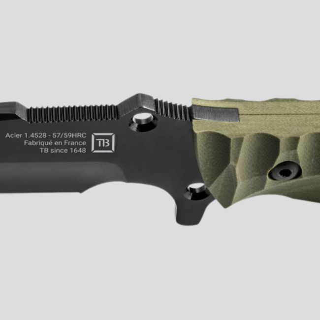 Cuchillo Le Maraudeur G10 toxificado (hoja lisa) + funda kydex sin fijación molle - Caqui - TB Outdoor