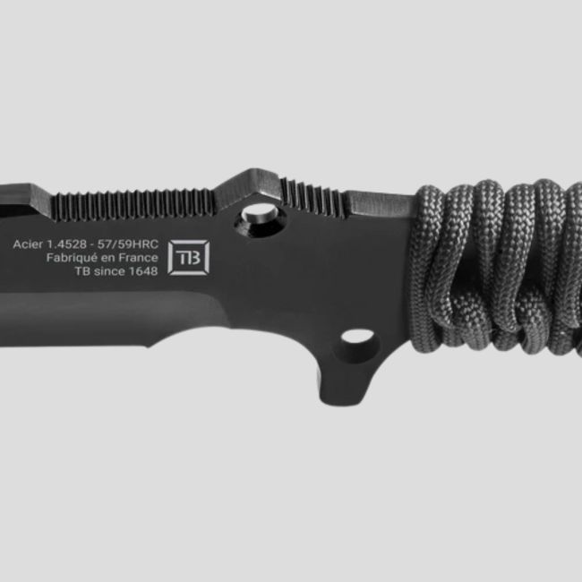 Faca Le Maraudeur paracord 550 (lâmina lisa) + estojo kydex sem fixação molle - Preto - TB Outdoor