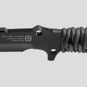 Couteau Le Maraudeur paracord 550 (lame lisse) + etui kydex sans attache molle - Noir - TB Outdoor