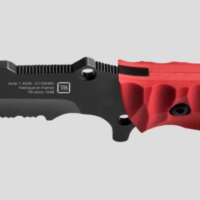 Cuchillo Le Maraudeur G10 toxificado (hoja serration) + funda kydex sin accesorio molle - Rojo - TB Outdoor