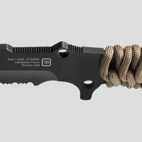 Mes Le Maraudeur paracord 550 (gekarteld lemmet) + kydex foedraal zonder molle bevestiging - Coyote brown - TB Outdoor