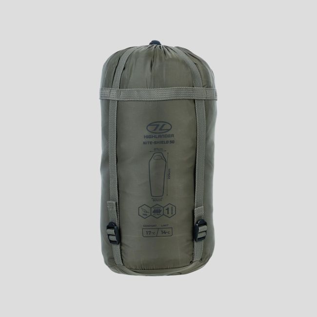 Saco de dormir múmia Nite Shield 50 (14 a 17°C e +) - Verde Oliva - Highlander Forces