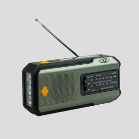 Radio/lampe/batterie externe d'urgence rechargeable (USB-C/Dynamo/Solaire) - Vert Olive - Highlander Outdoor