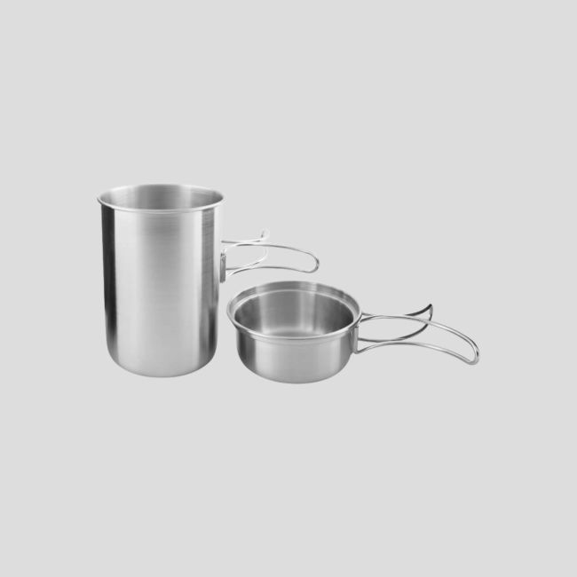 Tazza graduata + casseruola - manico pieghevole - 850ml - Acciaio inox - Tatonka