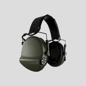 Casque anti-bruit avec serre-tête en cuir noir et anneaux en gel Suprême X2 (SNR : 29db) - Vert Olive - MSA Sordin