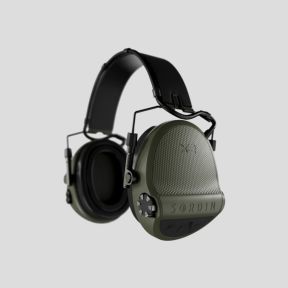 Casco antiruido con arnés de cabeza en cuero negro y anillos de gel Suprême X2 (SNR: 29 dB) - Verde Oliva - MSA Sordin