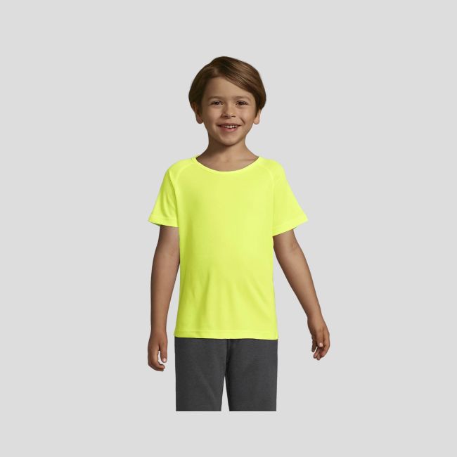 T-shirt de mangas curtas raglan Sporty infantil - Amarelo Fluorescente - Sol's