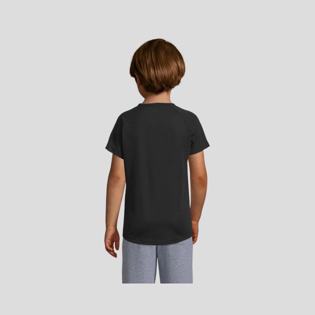 Camiseta de mangas cortas raglan Sporty infantil - Negro - Sol's