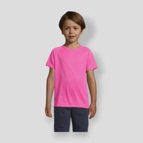 Kurzärmliges Raglan-T-Shirt Sporty Kinder - Fluo-Rosa - Sol's