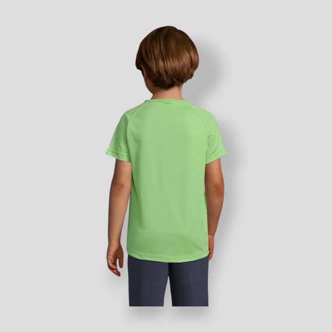 Camiseta de manga corta raglán Sporty infantil - Verde Manzana - Sol's