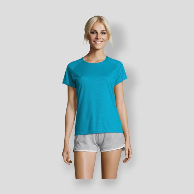 T-shirt de mangas curtas raglan Sporty feminina - Aqua - Sol's