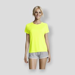 Camiseta de manga corta raglán Sporty mujer - Amarillo Flúor - Sol's