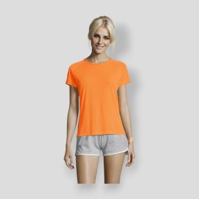 T-shirt met korte raglanmouwen Sporty dames - Fluor Oranje - Sol's